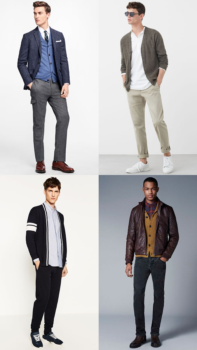 Men's Cardigan Layering Outfit Inspiration Lookbook for Autumn/Winter