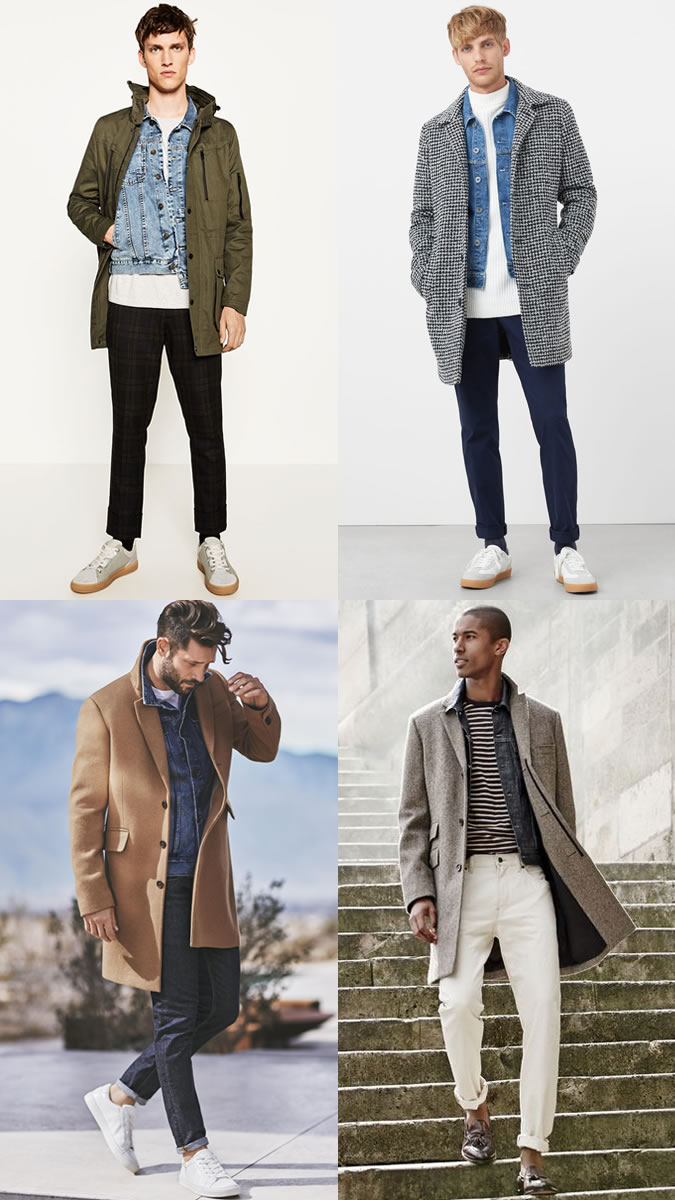 Men's Denim Jacket Layering Outfit Inspiration Lookbook for Autumn/Winter